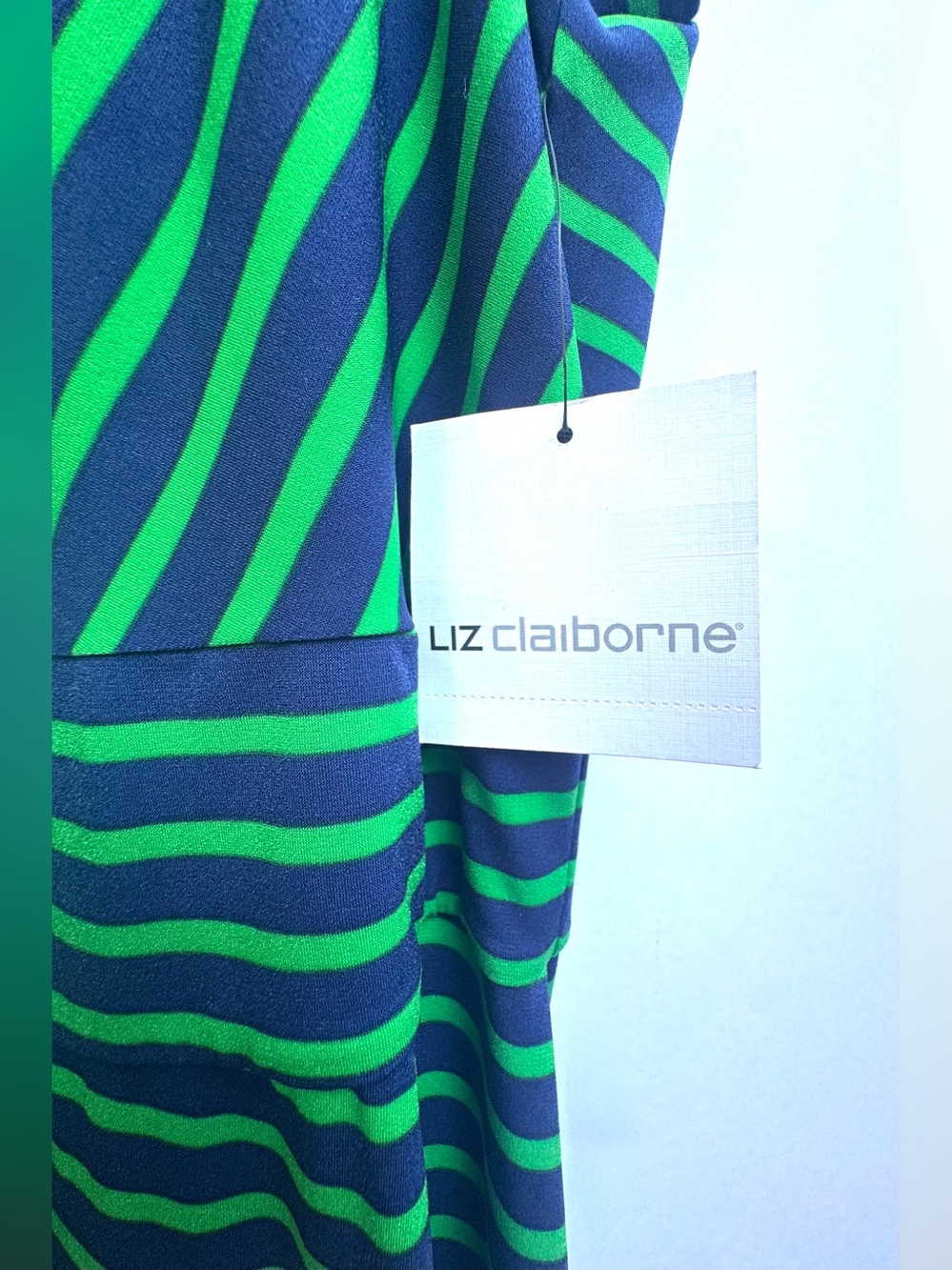 NWT Liz Claiborne Striped Keyhole Fit-and-Flare Midi Dress – Size 16 - Picture 1 of 16